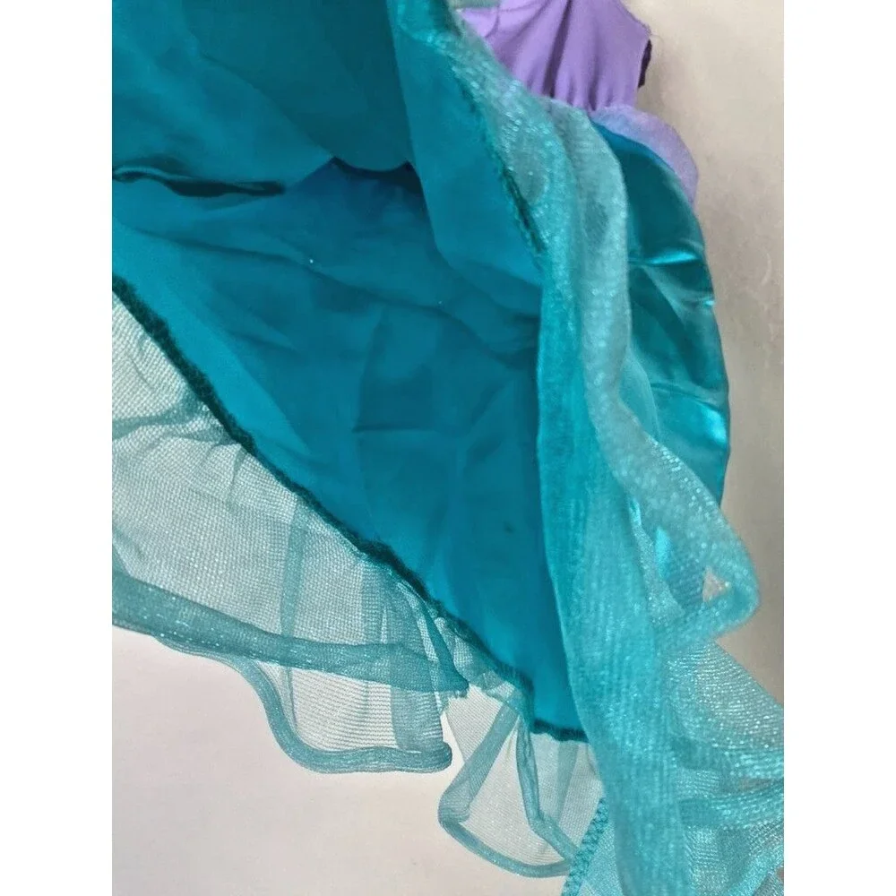 Disney Princess Ariel Little Mermaid Dress Costume w/ Crown & Purse - Size 4-6X - Picture 8 of 16